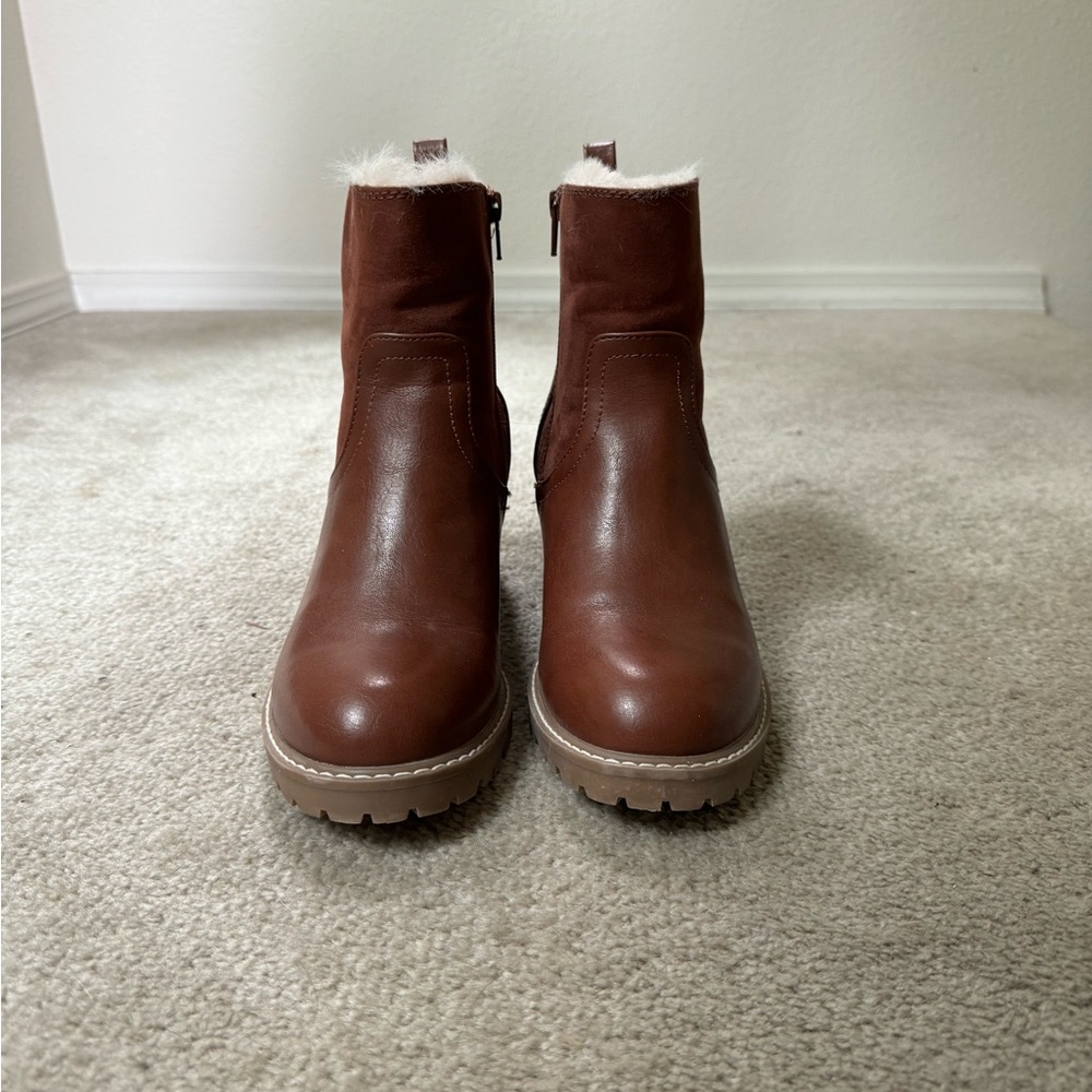 Universal Thread Womens Marla Block Heel Cognac Brown Boots Size 9